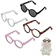 BOXOB 4 St Puppenbrille, 4 Farben Kunststoff Puppenbrille zum Anziehen Spielzeugbrille, Kostümzubehör Kompatibel mit 13 cm Großem Zahlen (Weiß, Schwarz, Schildpatt, Lila)
