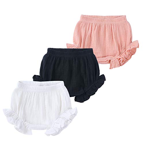 MYGBCPJS 3 Pack Baby Ruffle Bloomers Shorts Toddler Boys Girls Cotton Linen Diaper Cover Infant Comfy Panty