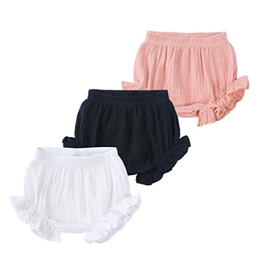 MYGBCPJS 3 Pack Baby Ruffle Bloomers Shorts Toddler Boys Girls Cotton Linen Diaper Cover Infant Comfy Panty
