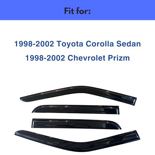 Image of IG Window Visors Fit for 1998-2002 Toyota Corolla Sedan, Out-Channel Rain Guards Vent Wind Deflectors 4PC, Car Accessories for 1998-2002 Chevrolet /Chevy Prizm