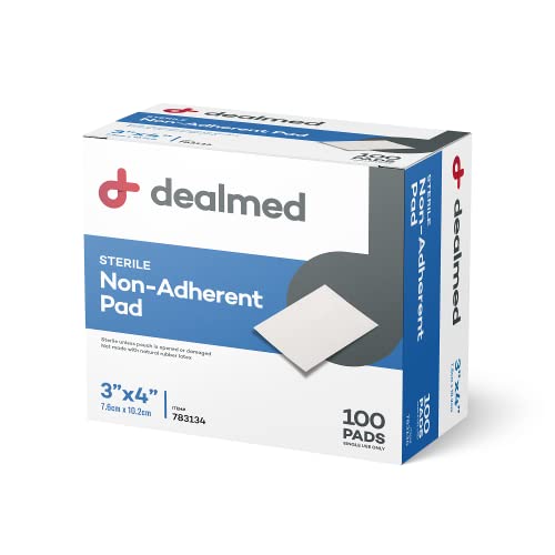 Dealmed Sterile Non-Adherent 3" X 4" Gauze Pads – 100 Count (1 Pack) Non-Adhesive Wound Dressing, Highly Absorbent, Non-Stick, Individually Wrapped For Extra Protection (Box Of 100) #TOP9