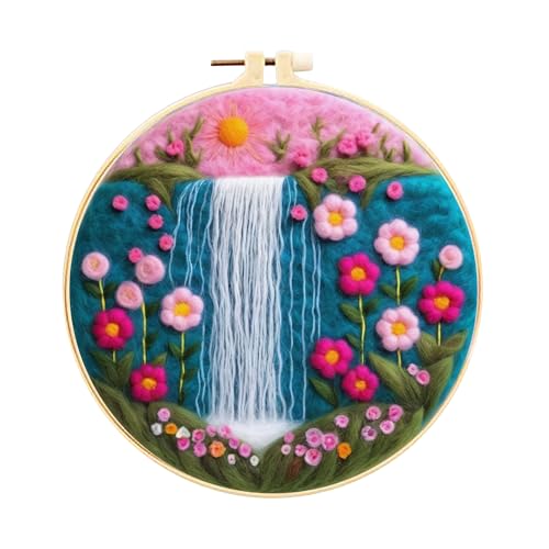 IWANTDIY Needle Felting Kits Beginners, DIY Wool Needle Felting Starter Kit, Needle Felt Set with Picture Frame, Foam Pad, Felt Cloth and Instructions, Gift for Home Decoration (color3)