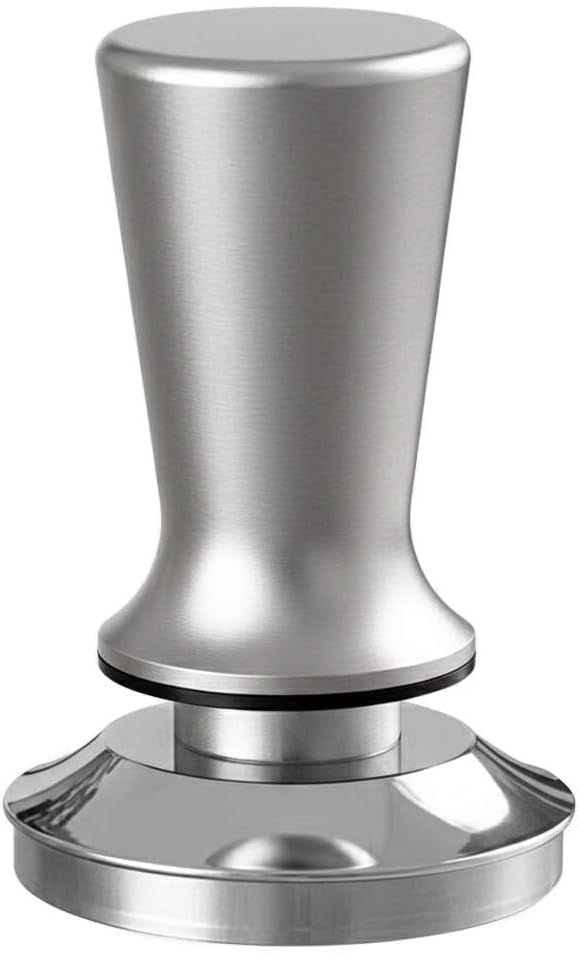 Cecotec Tamper58 Baristeo Coffee Press 58 mm with Spring, Flat Base Stainless Steel, Ergonomic Wooden Handle, Compatible with Domestic and Professional Coffee Makers