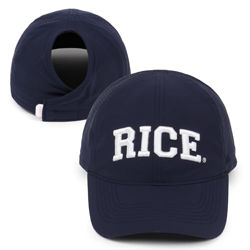 Ponyflo Women’s Collegiate Ponytail Hat, NCAA Rice University Owls Baseball Cap for Women, Active Cap, Navy, Rice University