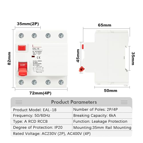 Disjoncteur différentiel 2P 63A 100mA électromagnétique tableau électrique - 2