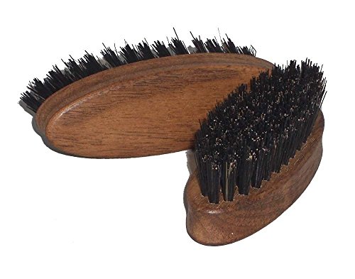 Spazzola per barba in legno di noce pregiato con setole di cinghiale selvatico puro, ideale per l' uomo per la cura nobile della barba naturale, adatto anche per viaggiare, 83 x 27 mm,