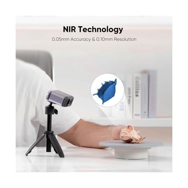 Scanner 3D pour impression 3D, scanner 3D portable avec prÃ©cision dÃ©taillÃ©e de 0,05 mm, vitesse de numÃ©risation de 10 FPS, lentilles anti-tremblement, compatible avec Windows/MacOS, Moose Lite Premium – Image 3