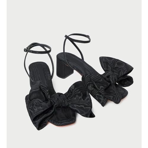 Bow Heels For Women Block Heeled Sandals Slingback Heels Open Square Toe Summer Comfortable Wedding Sandals2