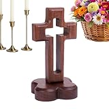 Generisch Kreuz Statue, Katholische Osterdekoration Aus Holz, Christus Figur als Schreibtischdekoration mit Ständer, Wand Deko Für Wohnzimmer Schlafzimmer Badezimmer Büro