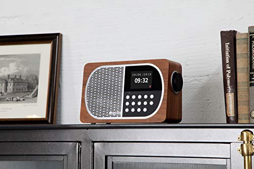 LEMEGA M2+ Smart Internet Radio,Table Radio,FM Radio,Bluetooth, WiFi,Spotify Connect,Wooden Box,Headphones-Out,AUX-in,USB MP3, Alarms& Clock,Kitchen/Sleep/Snooze Timer,20 Stations Presets-Walnut