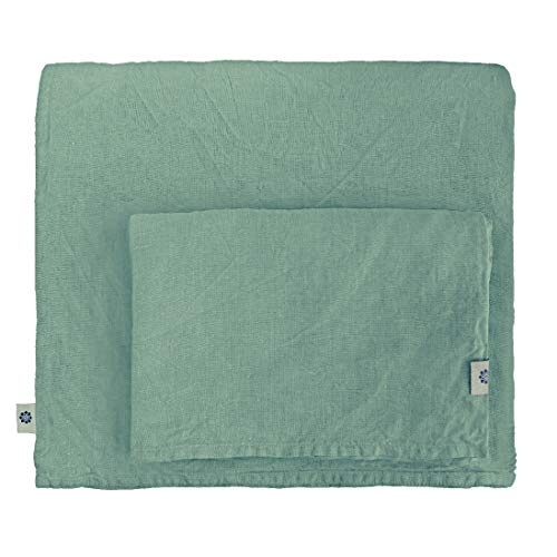 Linen & Cotton Juego de Ropa de Cama Alicia de Puro Lino - 100% Lino Lavado A La Piedra, 140 x 200cm (Single), Verde Menta