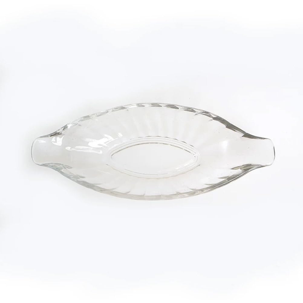 ttnmrc Montessori Glass Boat Dish, Clear Banana Shaped Glass Serving Tray Small Oval Platter Pretend Play Sensory Learning