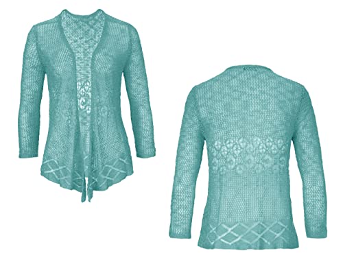 Image of Nulibenna Womens Sheer Shrug Sweaters 3 /4 Sleeve Open Front Tie Cardigan Bolero Jacket Lightweight Crochet Knit Cover Up Tops