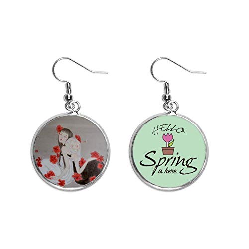 Pendientes de pintura china de flor roja ideales para tus looks de primavera
