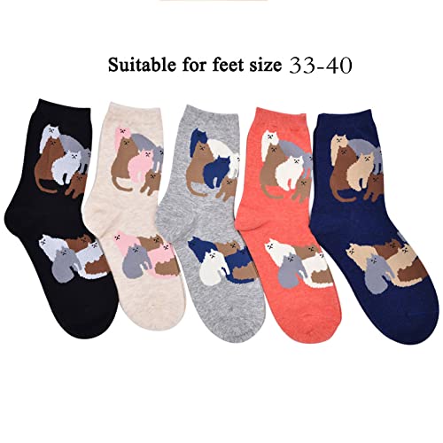 Women Autumn And Winter Cat Pattern Socks Cotton Socks Woman Sock (Navy, One Size) #TOP3