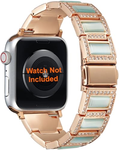 Image of Zitel Bling Rhinestone Metal Band Compatible with Apple Watch Straps for Women Girls Sparkling Shiny Wristbands