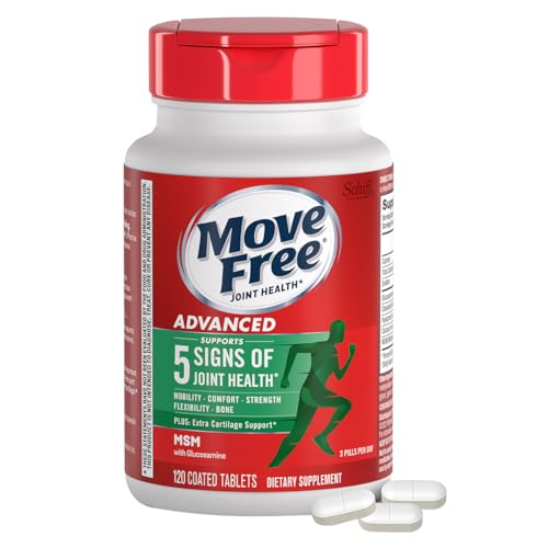 Move Free Advanced Glucosamine Chondroitin MSM Joint Support Supplement, Supports Mobility Comfort Strength Flexibility & Bone - 120 Tablets (40 servings)*