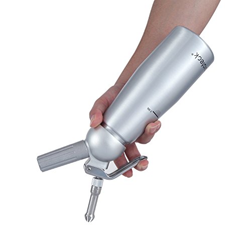 Parateck Whipped Cream Dispenser 1 Pint Cream Whipper 6 Decoration Nozzles 2 Cream Charger Holders Whipping Canister Use Standard 8 Gram N2O Cartridges (Not Include)