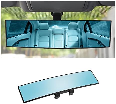8sanlione 12 Inch Panoramic Car Rearview Mirror, Blue