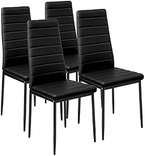 Panana Modern Black Gorgeous 4 Faux Leather Chairs Set Dining Kitchen Room Chair (Black 4 Chairs only)