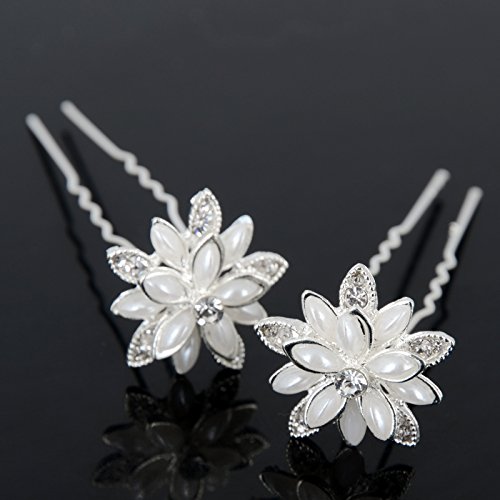 Yantu Womens Flower Hair Pins Bridal Wedding Hair Pin With Crystal (Pack Of 20) (Big Flower 1) #TOP3