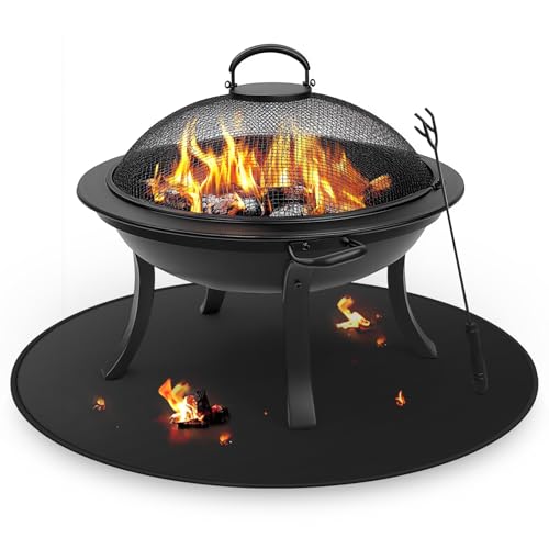 Fire Pit Mat for Solo Stove Bonfire, Round Under Grill Blanket for Outdoor Grill, Fireproof Mat, Oil Proof Waterproof Under Floor BBQ Accessories Protector for Solo Stove Accessories (48inch)