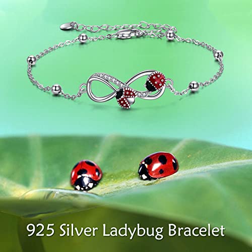Image of POPLYKE Ladybug /Dragonfly /Bee /Paw Bracelet for Women Sterling SIlver Bracelet /Anklet Jewelry Gift for Women