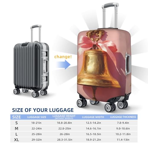 Large Golden Bell With A Ribbon Elastic Travel Luggage Covers Dustproof Scratch-Resistant Suitcase Protector Fit 22-24 Inch4
