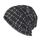 Gorro de punto suave y acogedor con estampado de flechas de dardos, gorro de noche para mujeres y hombres, color negro