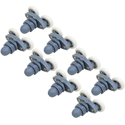 Clarmonde Set mit 8 Doppelrollen für Duschkabinentür, Laufrollen, 20 mm Raddurchmesser, oben und unten, Badezimmer-Ersatzteile (YL015, 20 mm, 8 Stück) Cover
