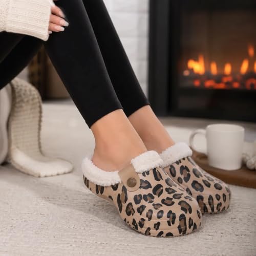 Image of Beslip Fur Lined Clogs for Women & Men Fuzzy Slippers with Memory Foam