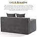 cidludto Convertible Sofa Bed, 3 in 1 Loveseat Folding Couch Bed Foldable - Boneless Couch & Floor Futon Sleeper, Corduroy Pull Out Sofa Bed with 4 Pillows for Living Room, Grey