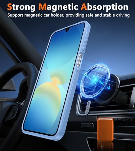 Image of FNTCASE for Galaxy A26 5G Phone Case: Magnetic Matte Translucent Military Grade Drop Protection Cell Phone Cover - Slim Rugged Durable Shockproof Protective for Samsung A26 Cases - Light Blue