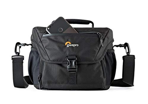 Lowepro LP37123-PWW Nova 180 AW II Camera Bag, Waterproof, Customizable, Fits Pro-depth DSLR with Lens, compact drone, 3-4 Additional Lenses, Flash, Black