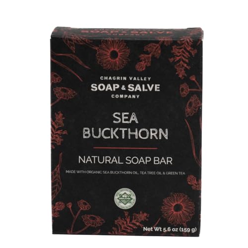 Chagrin Valley Soap & Salve Chagrin Valley Natural Soap Bar - Sea Buckthorn, Organic Tea Tree Oil & Green Tea - Good for Sensitive and Irritated Skin - Large 5.6 oz Face & Bath Soap