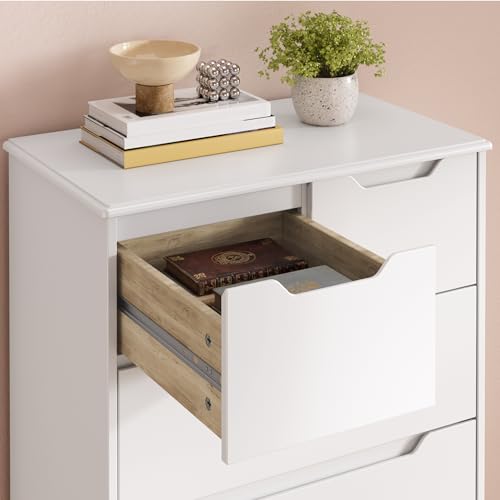 Blishom Kommode mit 5 Schubladen, Kommode für Schlafzimmer, für Büro, Wohnzimmer, Schlafzimmer, Flur, Möbel, 72x41x94 cm, Weiß