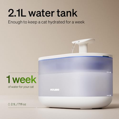Image of PETLIBRO Cat Water Fountain, 71fl oz /2.1L Ultra Quiet Pet Water Fountain for Cats Inside, BPA-Free, Two Flow Modes,Visible Water Level Cat Fountain Water Bowl, Dog Water Dispenser with 4 Large Filters