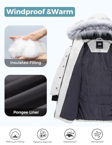 Image of ZSHOW Girls' Long Winter Coat Waterproof Warm Puffer Jacket Hooded Parka