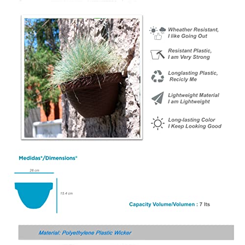 Elly Décor Set Of 2 10" Wall Modern, Resistnt And Self Watering Planter For Indoor Or Outdoor, Plastic Plant Pots With Rattan-Like Finish, Chocolate Brown (Set Of 2 10" Wall Planters) #TOP4