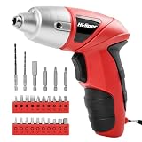 Hi-Spec Mini Atornillador Electrico Inalambrico Rojo de 4.8v. con Juego de Brocas y 20 Accesorios para Destornillador Inalambrico. Bateria 1300 mAh. Herramienta ideal para Bricolaje
