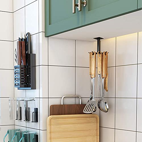 RR RAXMIN 2 Pcs Under Cabinet Metal Utensil Hanger with 6 Rotatable Claws, Top and Wall Mounted Kitchen Lazy Susan for Utensils Rack Hooks Holder - Thumbnail 6