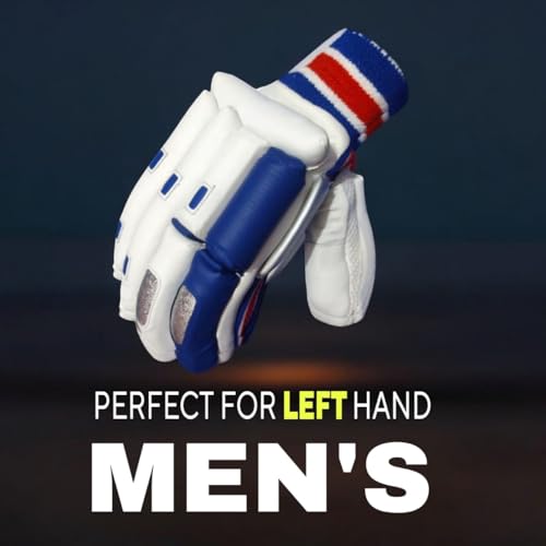 Image of Player Edition Cricket Gloves | Batting Gloves for Mens (Blue-White, Left)