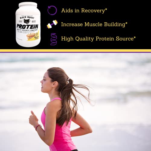 Worldwide Nutrition Bundle, 2 Items: Black Magic Multi-Source Protein Powder - Whey, Egg Albumin Enzymes, Micellar Casein & Mcts - Bodybuilding -Blueberry Muffin Flavor - 2 Lb & Multi-Purpose Keychain #TOP3