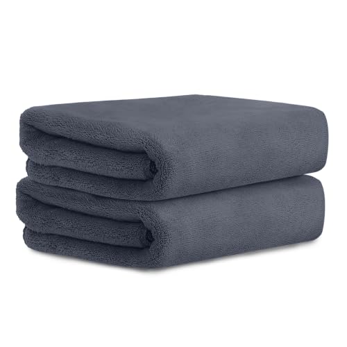 Image of HOUSSE Premium Hand Towel | Microfiber | Super Soft & Quick Dry | Home, Gym, Yoga, Fitness & Weight Lifting | Ultra Absorbent | 550GSM, 60x40cm [2-Pack] (Black)