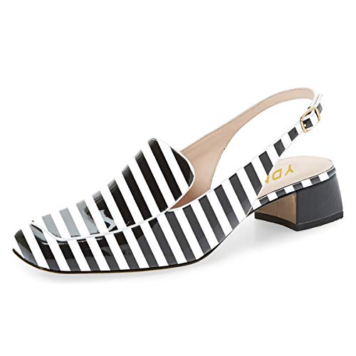 Image of YDN Women Closed Square Toe Block Low Heels Slingback Formal Loafer Dressy Shoes Office Lady Pump Size 4-15 US