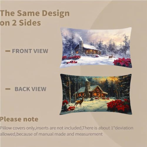 Taie oreiller 40x70 lot de 2 hiver housse coussin rectangulaire pour canapé et maison - 5