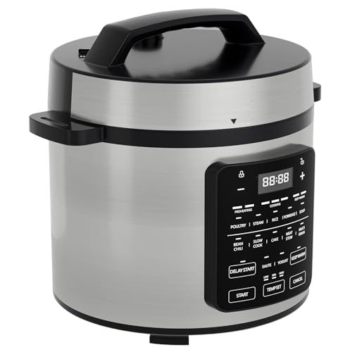 OLIXIS Electric Pressure Cooker 6 Quart Stainless Steel Multi Cooker Electric for Pressure 12-in-1 Rice, Steamer, Yogurt Maker, Slow Cook,Meat Stew, Cake, Porridge, Multigrain