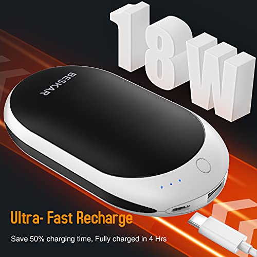 BESKAR Aquecedor de mãos recarregável, aquecedor de mão elétrico de 7800 mAh com tempo de aqueciment