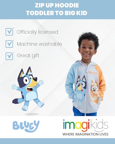Image of Bluey Fleece Zip-Up Hoodie Toddler to Big Kid