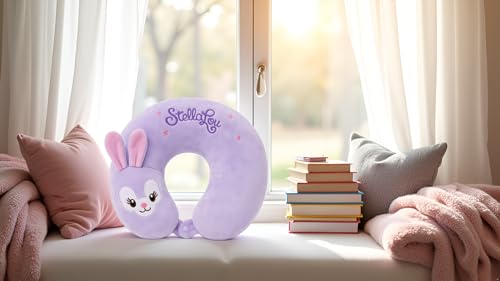 Image of Soft and Comfortable Cartoon Designed U-Shaped Kids Travel Neck Pillow for Airplane Car Flight Head Neck Support for Boys and Girls (Pack of 1, Purple)